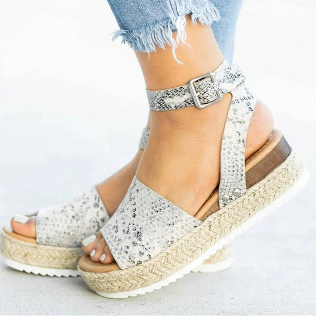 Damsandaler - Espadrille Plattform - Juteflätad Sula - Justerbar Rem