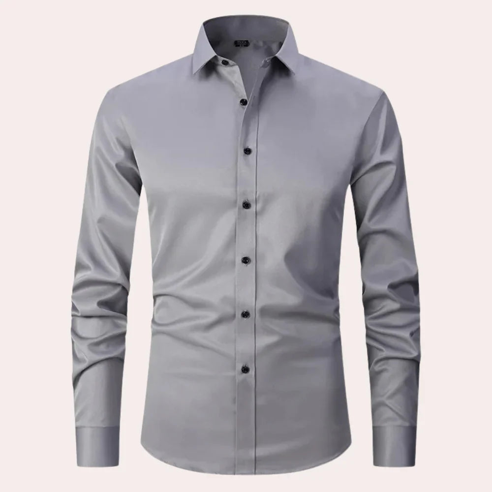 Herr Skjorta – Slim Fit – Spridkrage – Knappstängning – Formell Stil