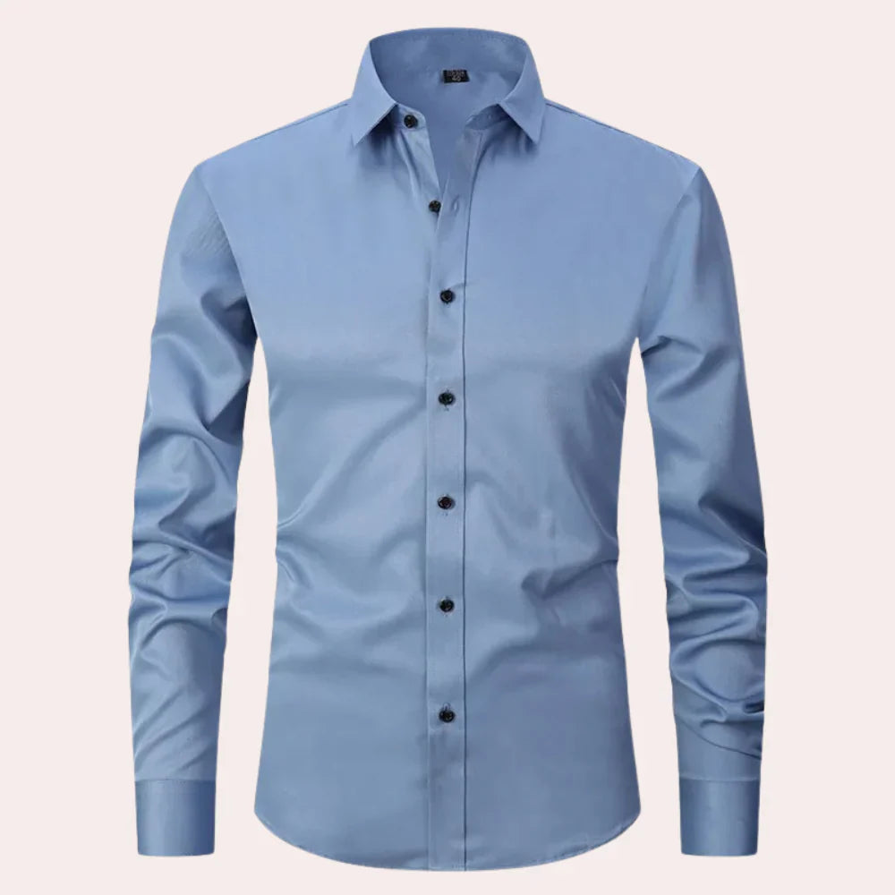 Herr Skjorta – Slim Fit – Spridkrage – Knappstängning – Formell Stil