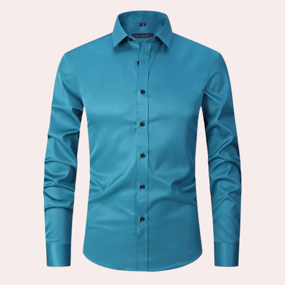 Herr Skjorta – Slim Fit – Spridkrage – Knappstängning – Formell Stil