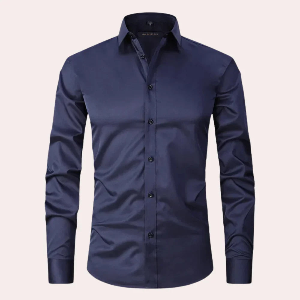 Herr Skjorta – Slim Fit – Spridkrage – Knappstängning – Formell Stil