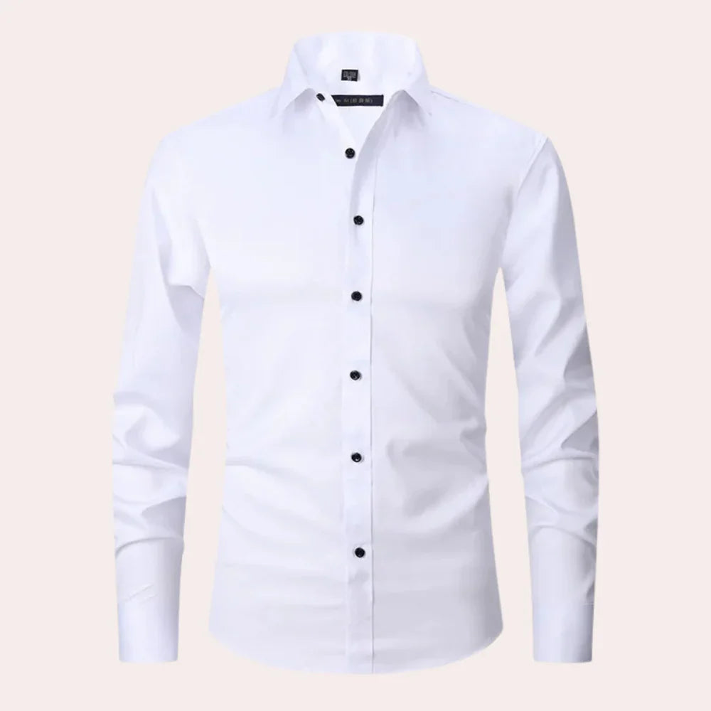 Herr Skjorta – Slim Fit – Spridkrage – Knappstängning – Formell Stil