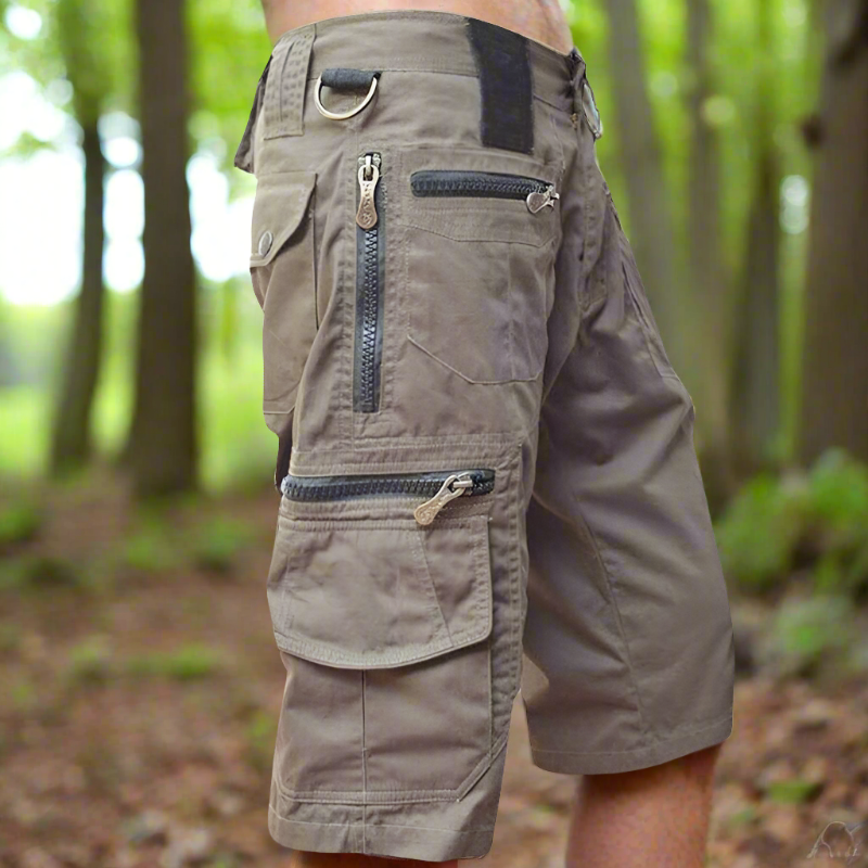 Herr Cargo Shorts - Bomull - Flera Fickor med Dragkedja - Avslappnad Passform