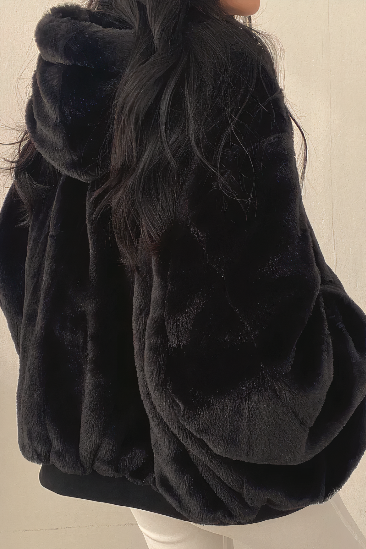 Damdunjacka – Oversized Passform – Vändbar med Mjuk Shearling – Ribbad Kant – Dragkedja