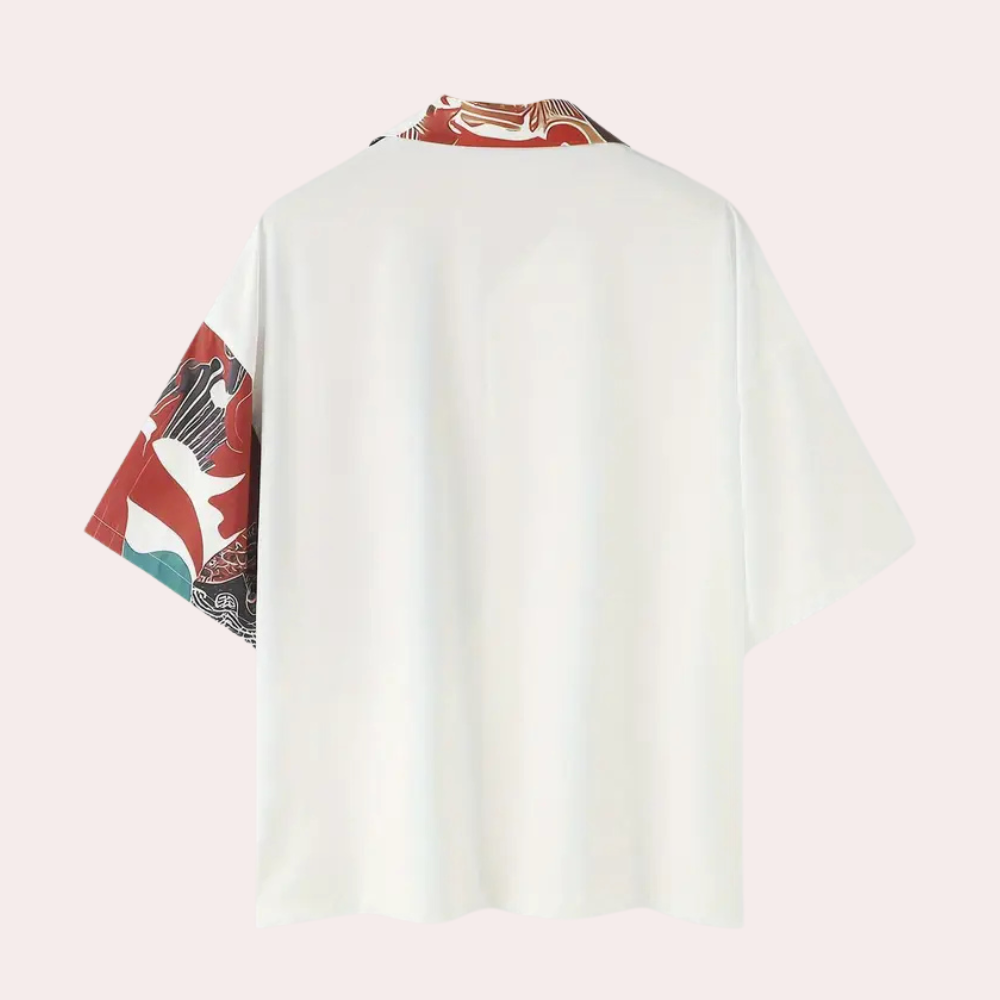 Herr Skjorta - Kortärmad Button-up - Regular Passform - Stilrent Mönster