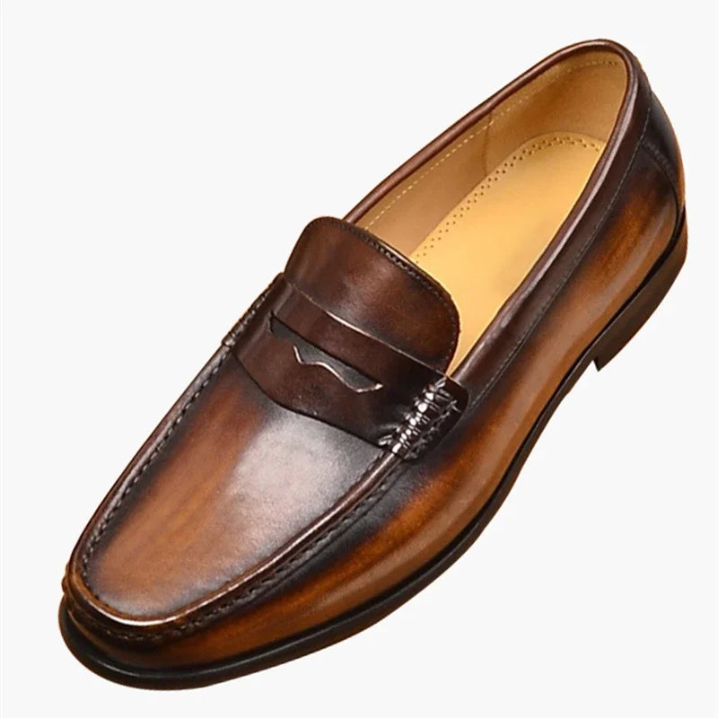 Herrloafers – Slip-on Moccasin – Veganskt läder – Pennyrem – Formell Passform