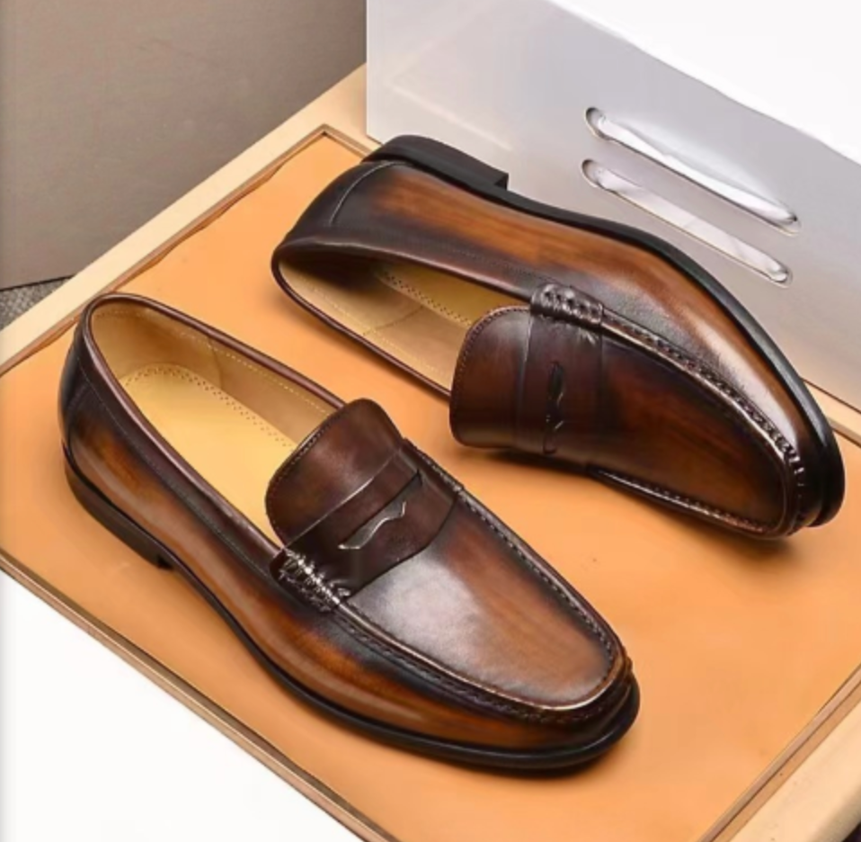 Herrloafers – Slip-on Moccasin – Veganskt läder – Pennyrem – Formell Passform