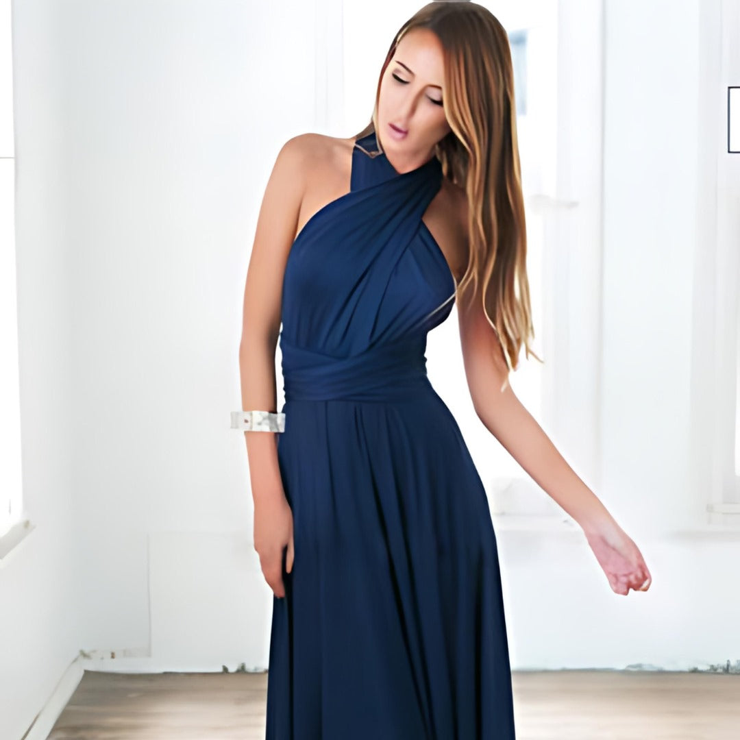 Dam Maxi Klänning - Axelbandslös - Sweetheart Ringning - Figurnära Liv - Flowy Plisserad Kjol
