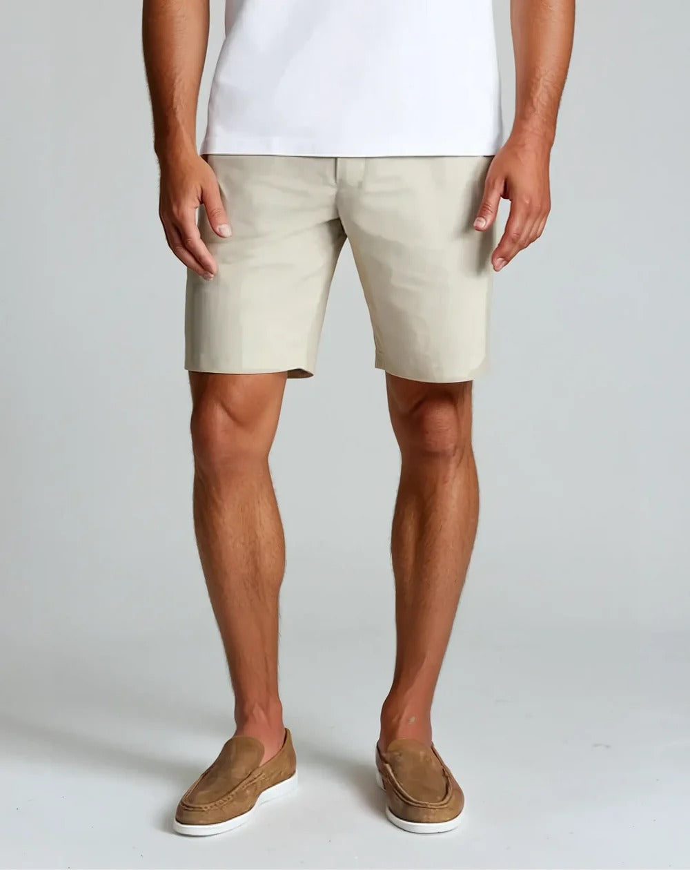 Herrshorts – Slim Fit – Naturliga Fibrer – Skräddad Siluett – Midjlängd