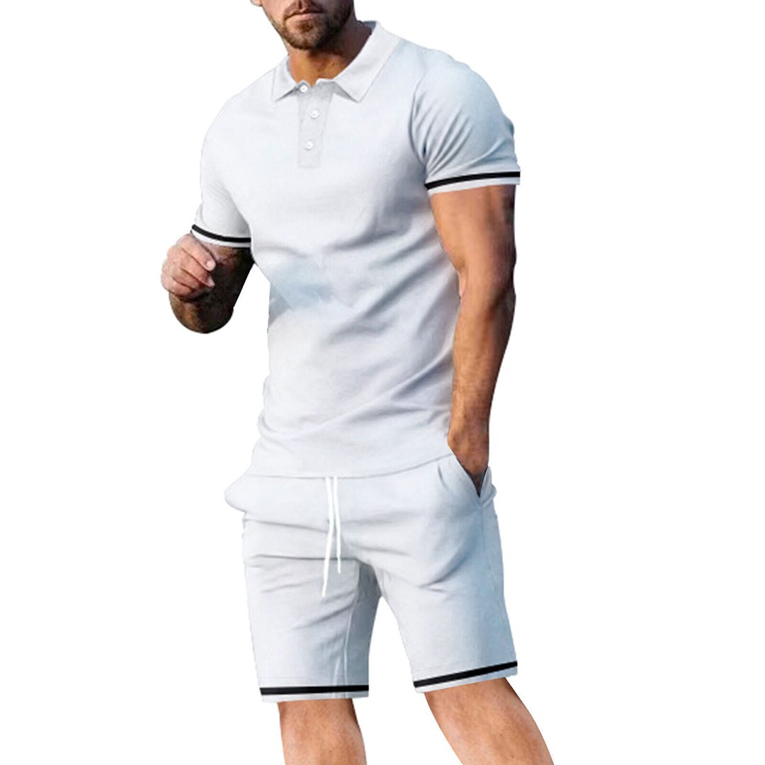 Herrset med pikétröja och shorts – Slim Fit – Andningsbar – Sportig stil