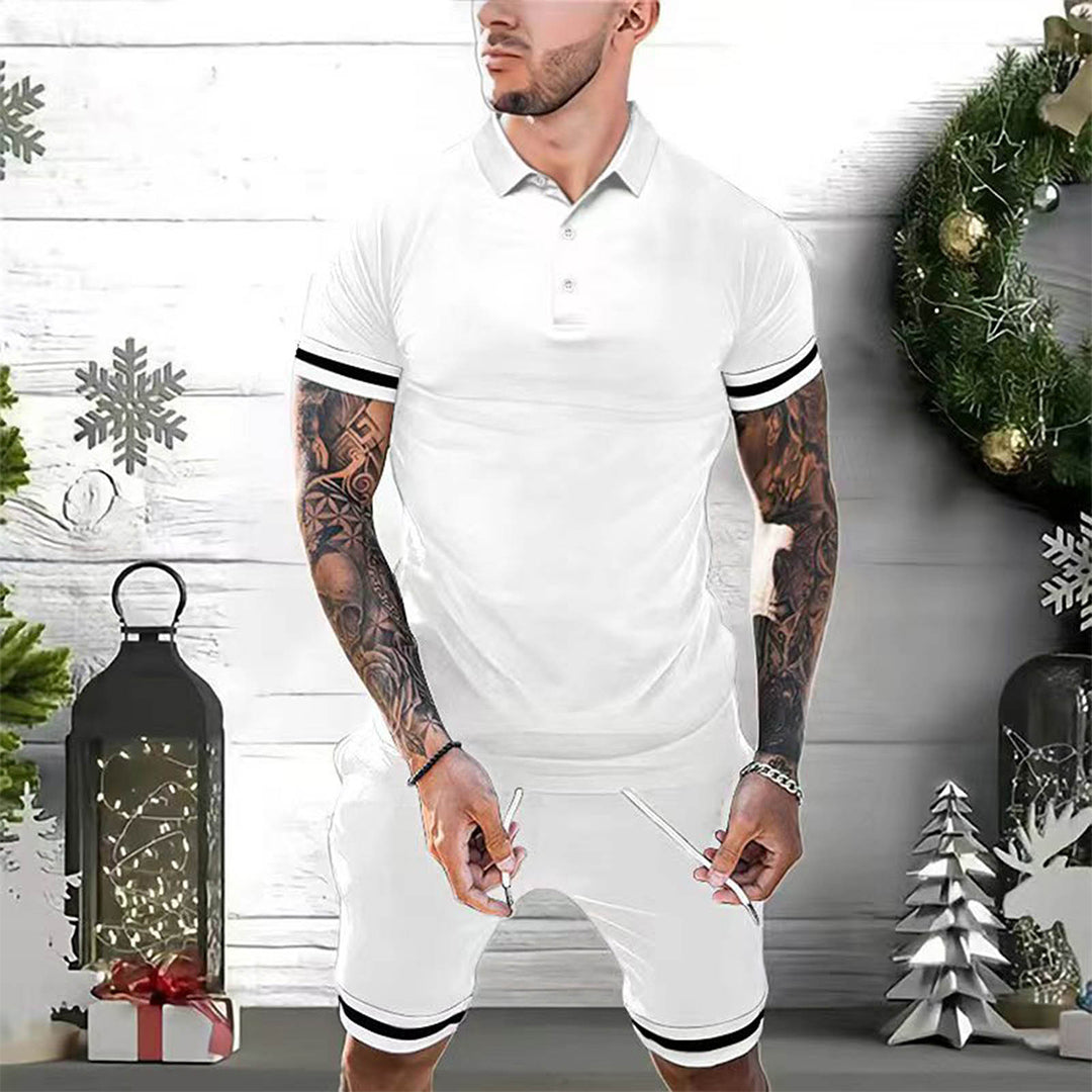 Herrset med pikétröja och shorts – Slim Fit – Andningsbar – Sportig stil