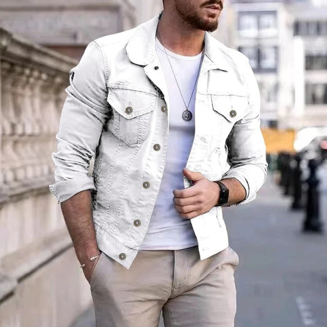 Herrjacka – Slim Fit – Andningsbart Tyg – Knäppning – Bröstficka