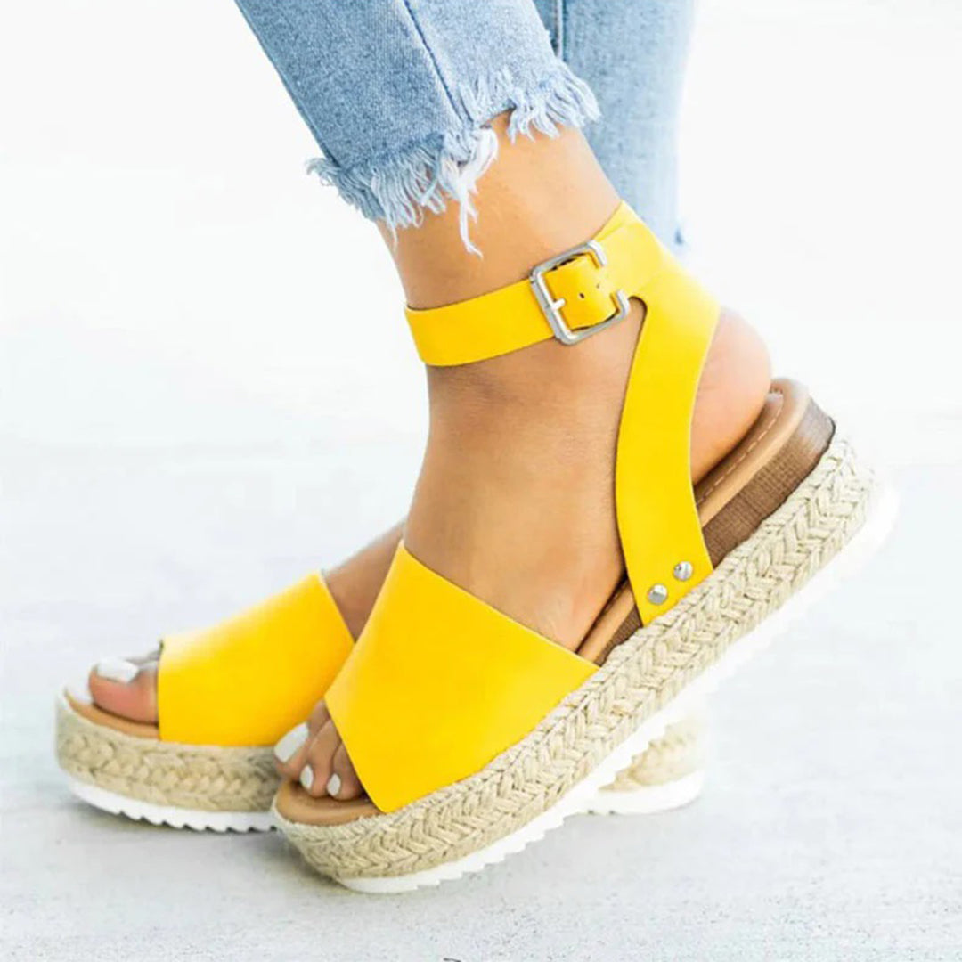 Damsandaler - Espadrille Plattform - Juteflätad Sula - Justerbar Rem
