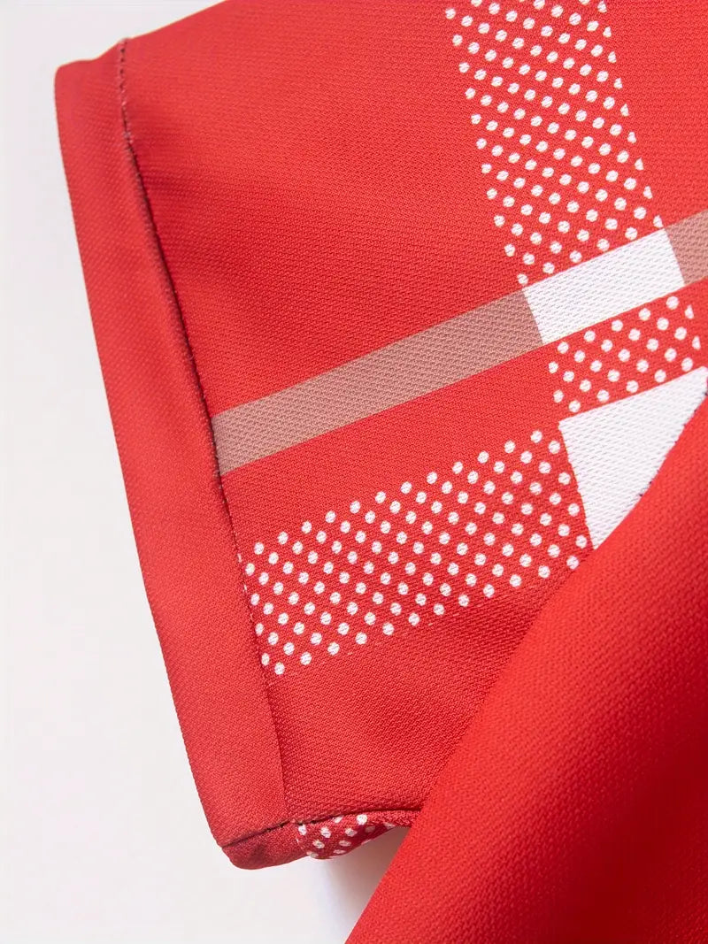 Herr Polo T-shirt - Rutigt Mönster - Slim Fit - Andningsbar Kortärmad