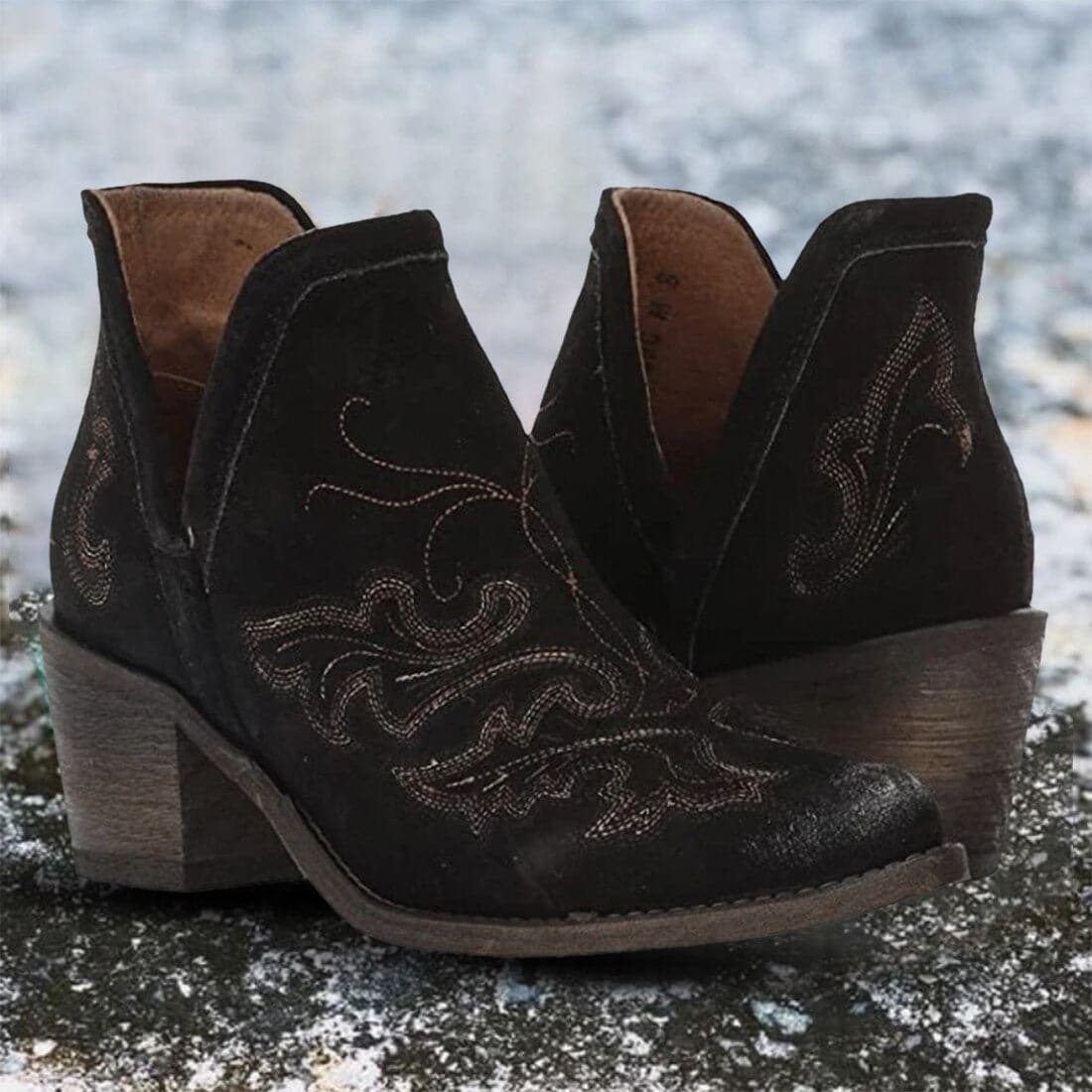 Ellie - Casual ankelstövlar med hög klack och snodd