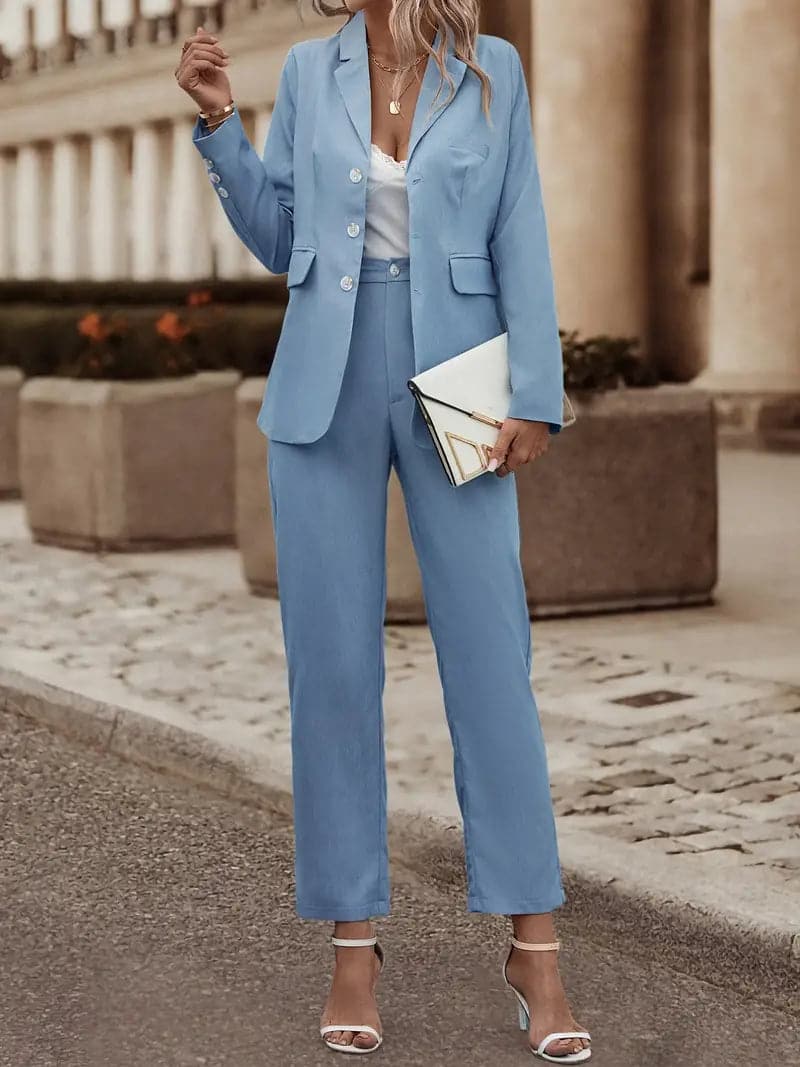 Damkostym - Skräddarsydd Blazer & Klassiska Byxor - Rak Passform - Elegant & Stilren