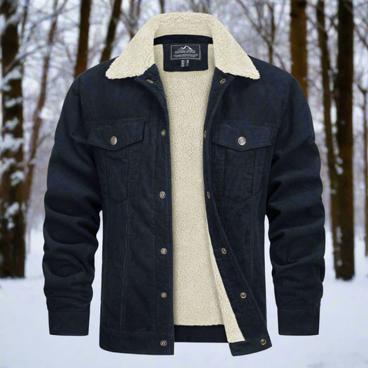 Herr jeansjacka – Sherpafodrad – Klassisk Krage – Regular Fit – Knappstängning – Bröstfickor