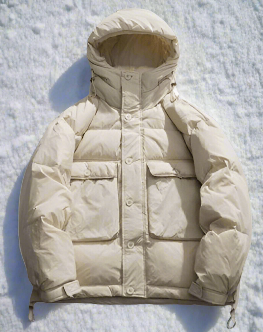 Herr Pufferjacka – Vadderad Quiltad Design – Hög Krage – Knapp- & Dragkedjestängning