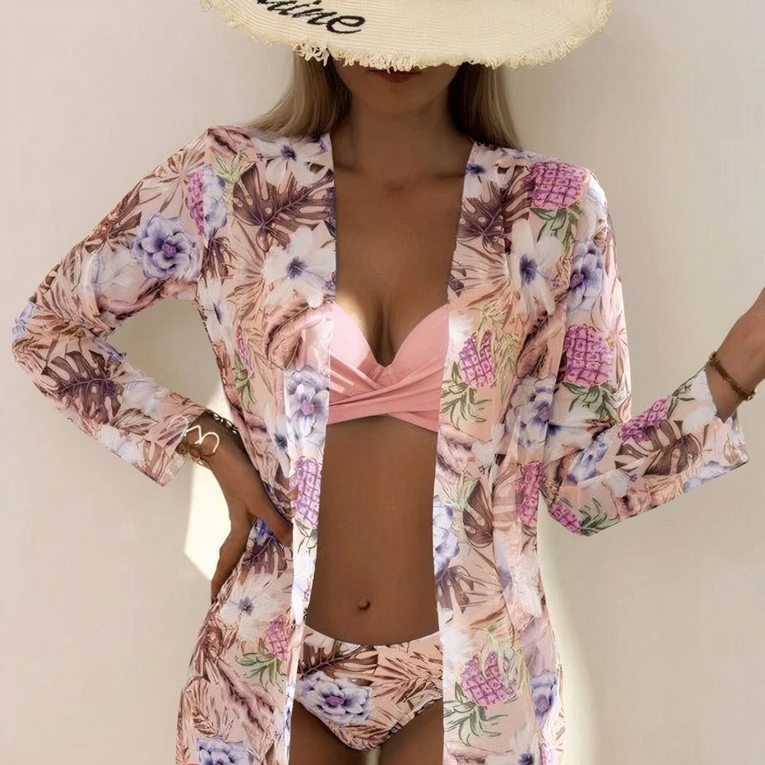 Dam Bikini Set – Hög Midja – Omlottopp – Justerbara Band – Stretchig Andningsbar Textil