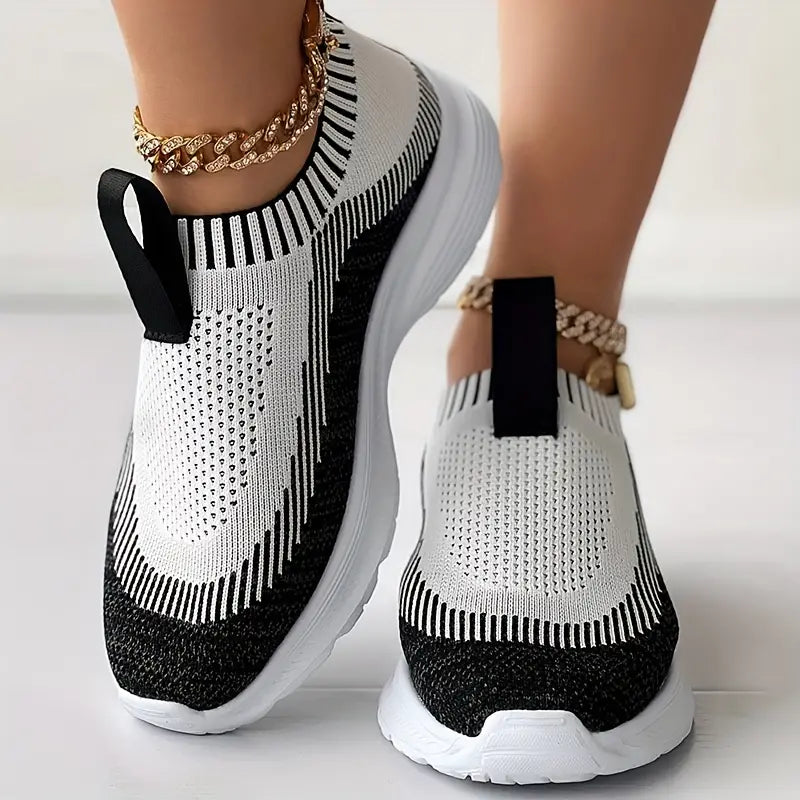 Dam Sneakers - Stickad Ovandel - Slip-on - Andningsbar och Bekväm - Greppvänlig Sula