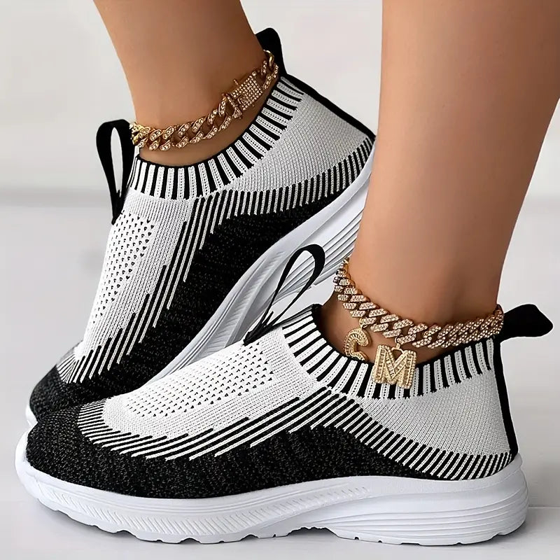 Dam Sneakers - Stickad Ovandel - Slip-on - Andningsbar och Bekväm - Greppvänlig Sula