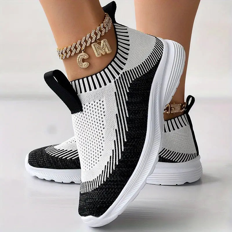 Dam Sneakers - Stickad Ovandel - Slip-on - Andningsbar och Bekväm - Greppvänlig Sula