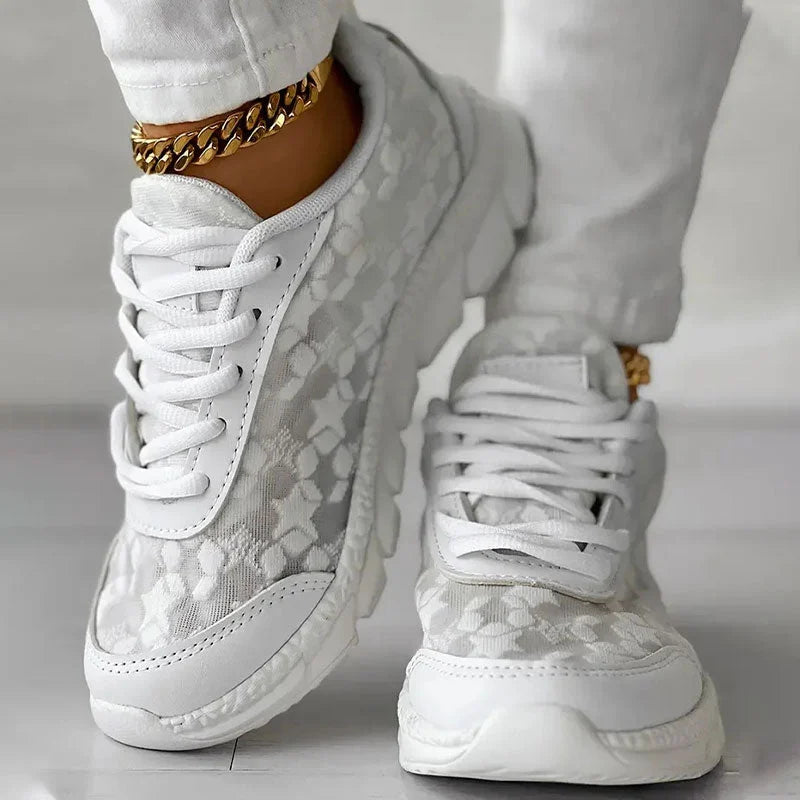 Dam Sneakers – Ergonomisk Passform – Andningsbart Mesh – Snörning – Dämpad Sula