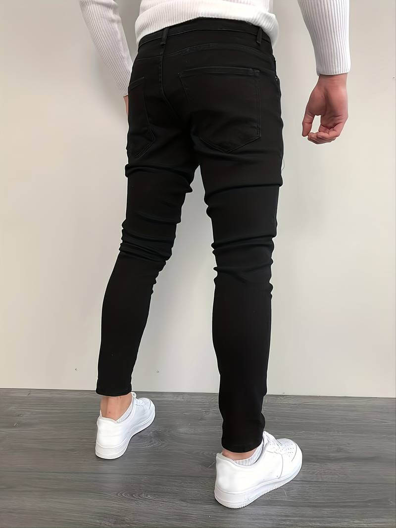 Herrjeans – Slim Fit – Stretchdenim – Hellång – Dragkedjegylf