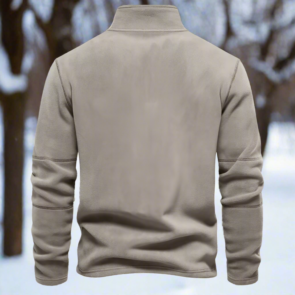 Herr Fleecepullover - Halvzip - Hög Krage - Varm och Bekväm - Avslappnad Passform