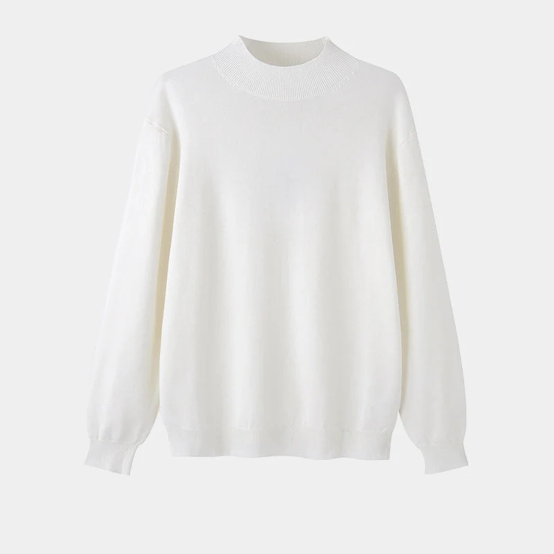 Herrtröja – Smal Passform – Stickad – Mock Neck – Mjuk Bomull – Lång Ärmlängd
