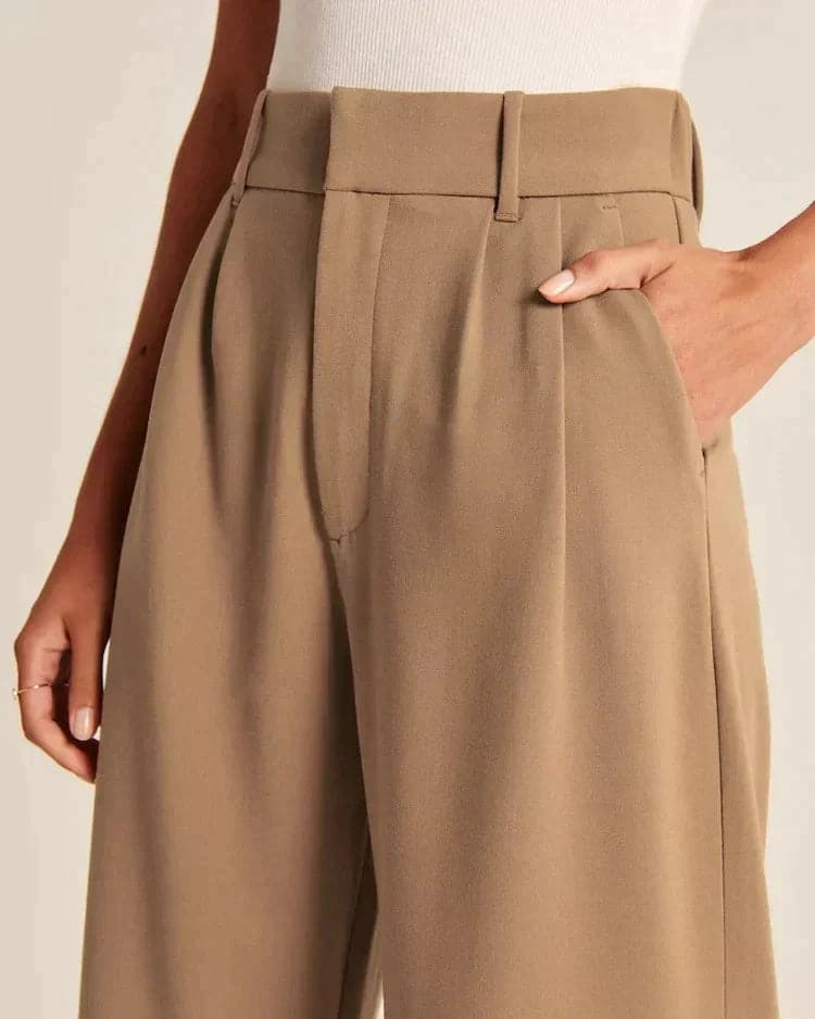 Dam Byxor - Hög Midja - Vid Passform - Elegant och Bekväm