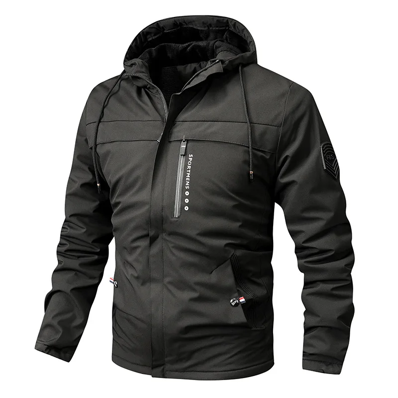 Herrjacka – Regular Fit – Vind- och Vattenavvisande – Fleecefodrad Huva – Dragkedjefickor