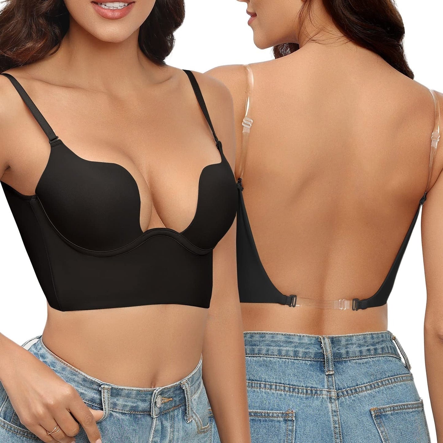 Dam Bhå – Rygglös Design – Underwire Stöd – Justerbara Band – Sömlös Passform