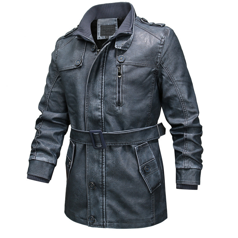 Herr Trenchcoat – Normal Passform – Skinnlook – Asymmetrisk Dragkedja – Bälte i Midjan