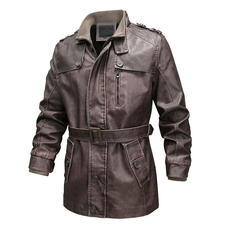 Herr Trenchcoat – Normal Passform – Skinnlook – Asymmetrisk Dragkedja – Bälte i Midjan