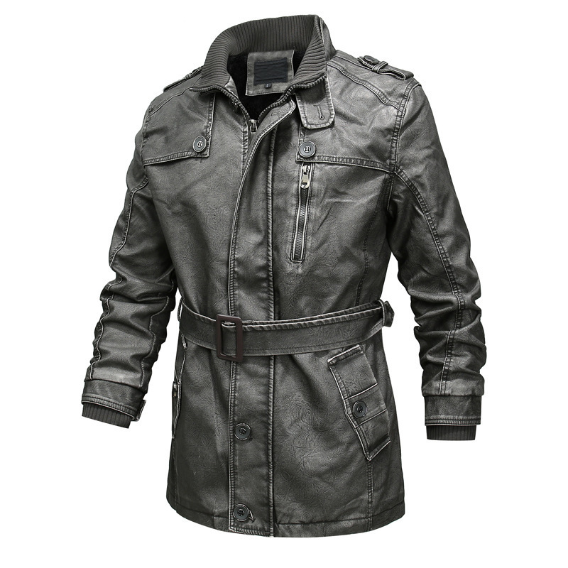 Herr Trenchcoat – Normal Passform – Skinnlook – Asymmetrisk Dragkedja – Bälte i Midjan