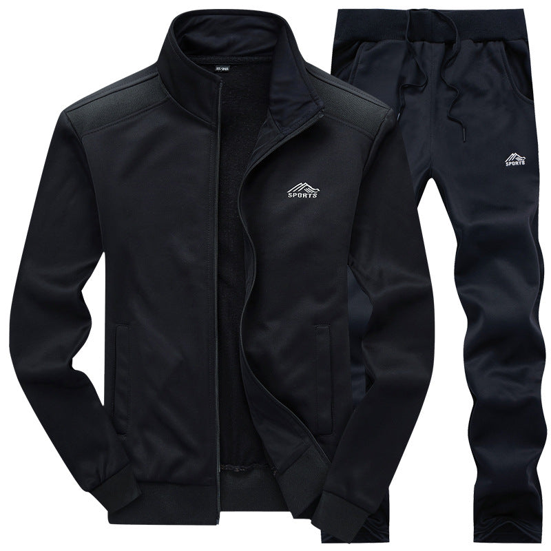 Herr Tracksuit – Mjuk Stickad – Standard Passform – Hel dDragkedja – Jogger Byxor