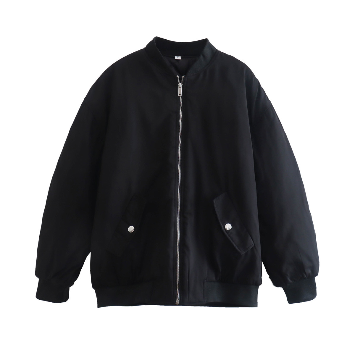 Dam Bomberjacka – Oversize Passform – Slät Yta – Ribbad Kant – Dragkedja Casual