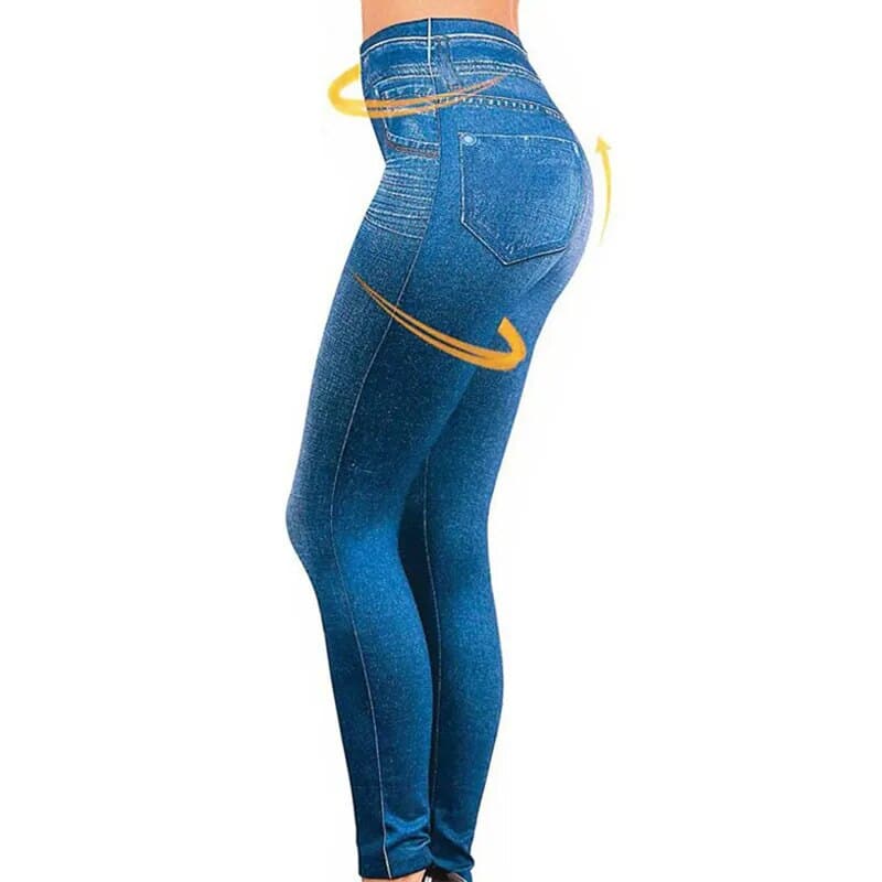 Dam Jeggings - Stretchig Denimlook - Tight Passform - Bekväm Midja - Ankelängd