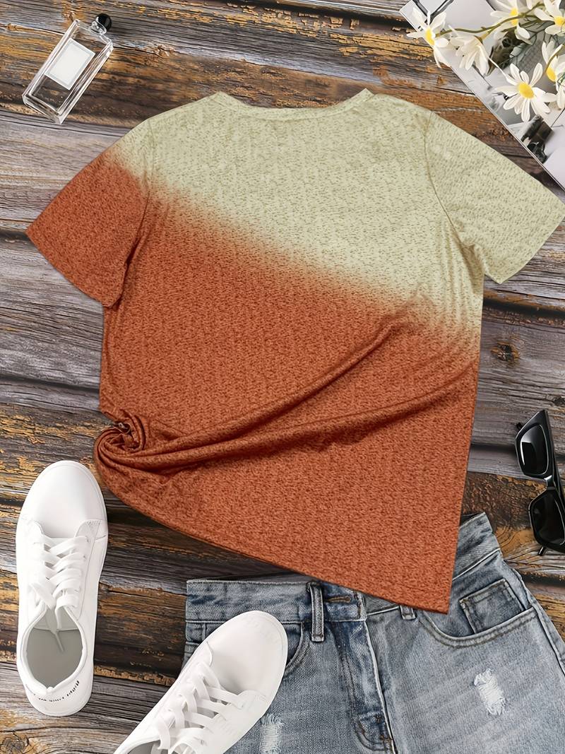 Dam T-shirt - Rundhals - Kortärmad - Fjäril & Hjärtmotiv - Bekväm Vardagströja