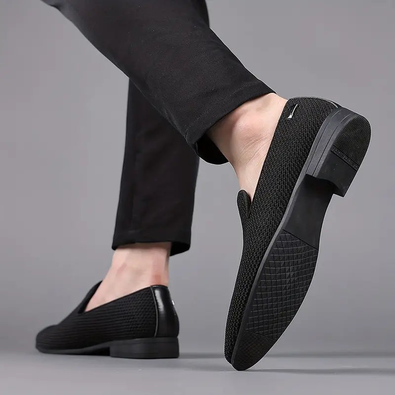 Herr Slip-on Skor - Läderimitation - Elastiska Paneler - Gummisula - Bekväm Casual