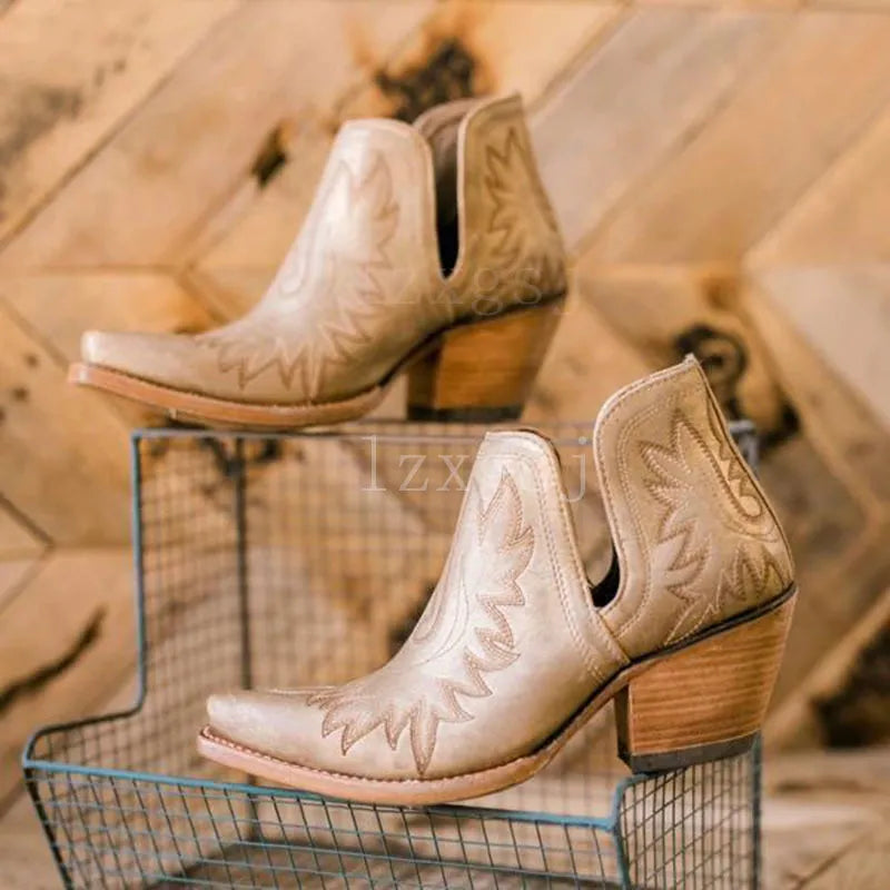 Cowboystövlar för kvinnor - Broderade - Avslappnad westernstil
