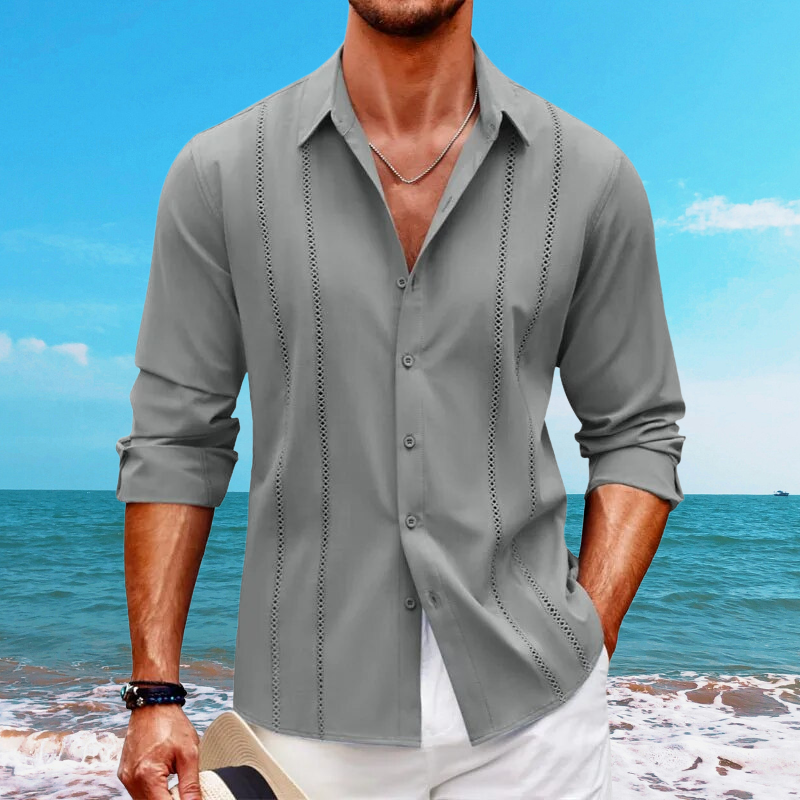 Herrskjorta – Avslappnad Passform – Lång Ärmar – Andningsbar Mix – Casual Look
