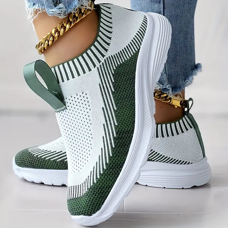 Dam Sneakers - Stickad Ovandel - Slip-on - Andningsbar och Bekväm - Greppvänlig Sula