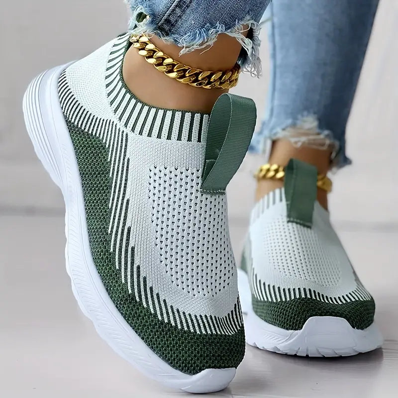 Dam Sneakers - Stickad Ovandel - Slip-on - Andningsbar och Bekväm - Greppvänlig Sula