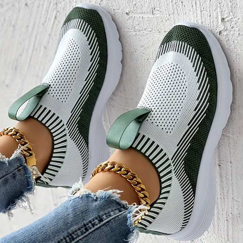 Dam Sneakers - Stickad Ovandel - Slip-on - Andningsbar och Bekväm - Greppvänlig Sula