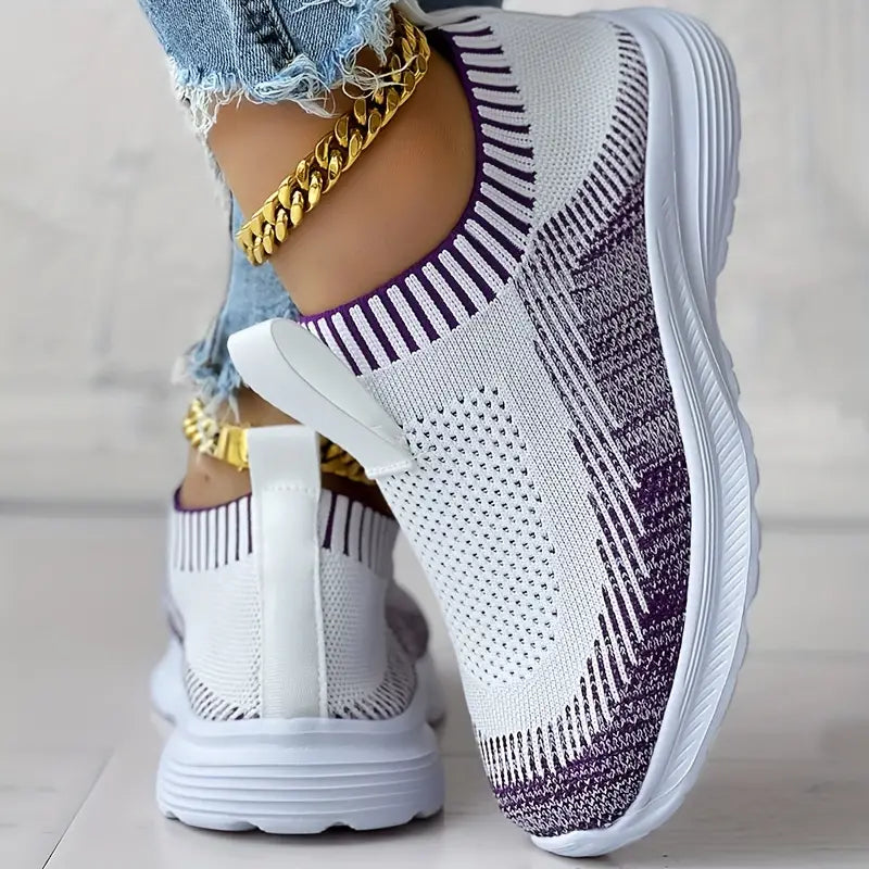 Dam Sneakers - Stickad Ovandel - Slip-on - Andningsbar och Bekväm - Greppvänlig Sula