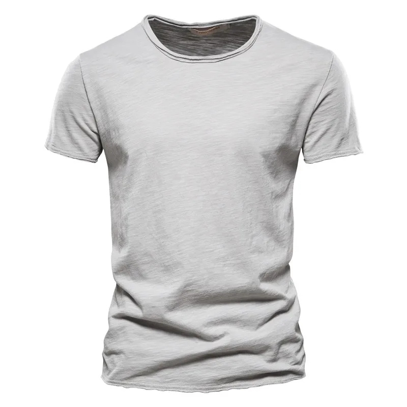 Herr T-shirt – Slim Fit – Kort Ärm – Rund Hals – Andningsbart Tyg – Minimalistisk Stil