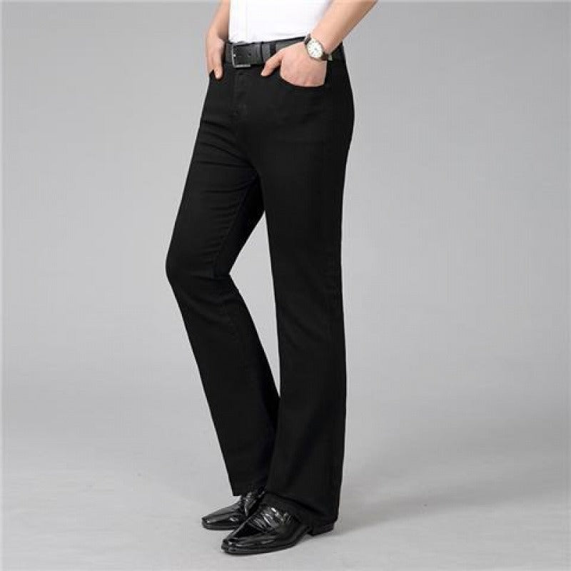 Herrjeans – Microflared Ben – Normal Midja – Stretchig Denim – Rak Passform Lår