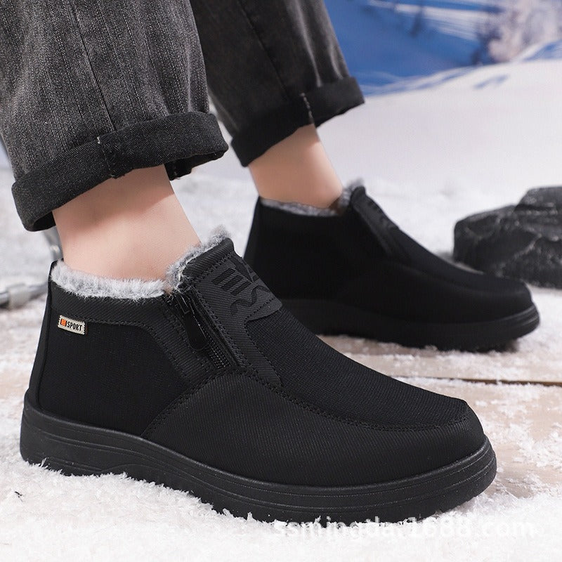 Herr Ankelkängor - Vävt Tyg - Ljus Fuskpälsfoder - Sido Dragkedja - Halkfri Sula